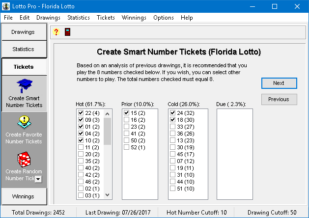 Unlike many other lottery programs that simply generate random numbers, Lotto Pro picks the best numbers to play based on a statistical analysis of previous drawings. Helps you to play the lottery with control, not guesswork.